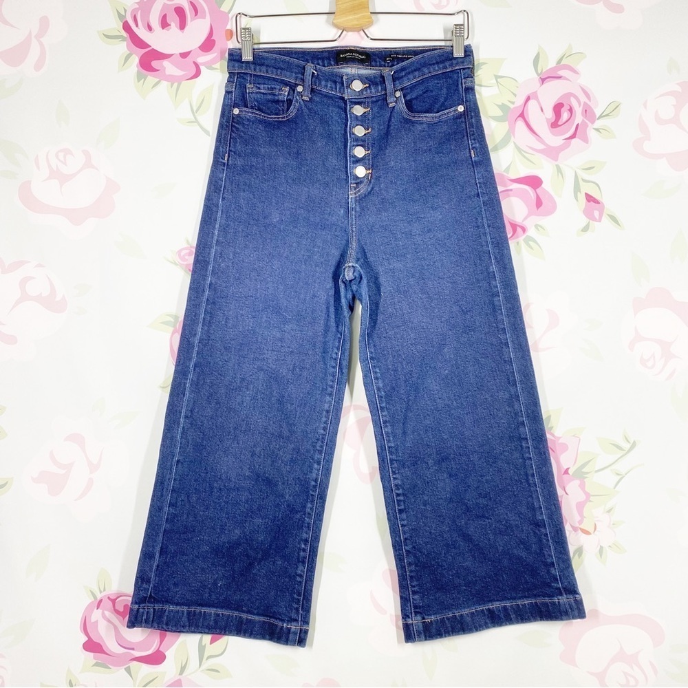Banana Republic Dark Wash Hiigh Rise Wide Leg Crop Denim Jeans 28